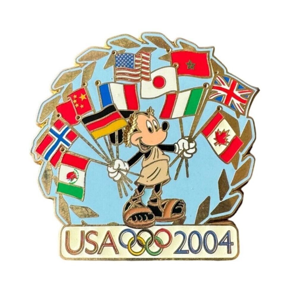 Disneyland Resort 2004 USA Olympic Disney Pin Featuring Mickey Mouse Flags